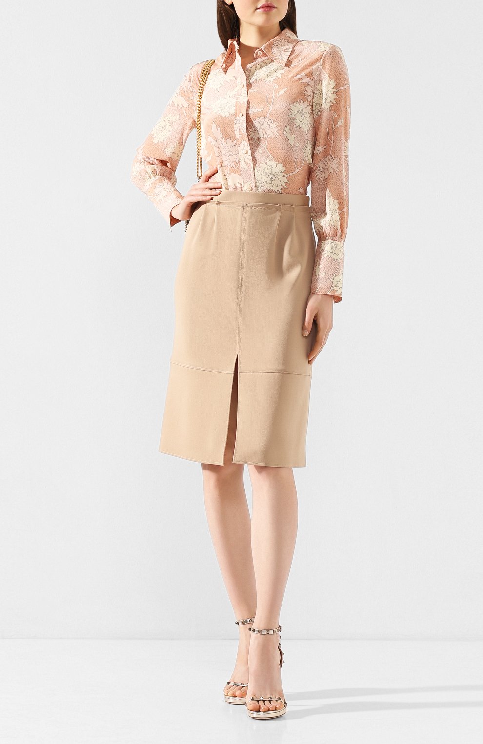 Шерстяная юбка CHLOÉ бежевого цвета по цене 110500 руб., арт. CHC20SJU11064, фото 2 Шерстяная юбка CHLOÉ, арт. CHC20SJU11064, фото 2