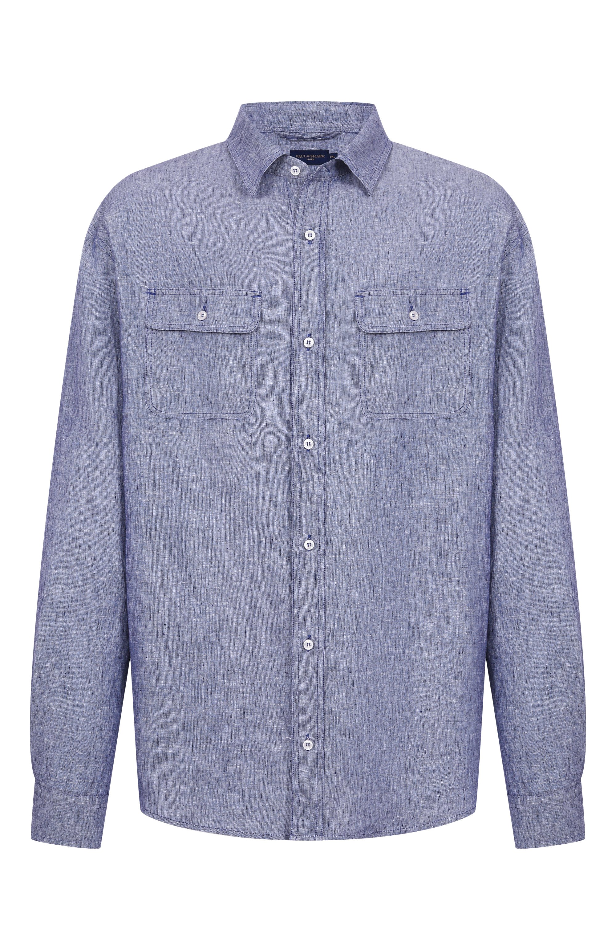 Льняная рубашка PAUL&SHARK синего цвета по цене 56150 руб., арт. 25413252_002, фото 1 Льняная рубашка PAUL&SHARK, арт. 25413252_002, фото 1