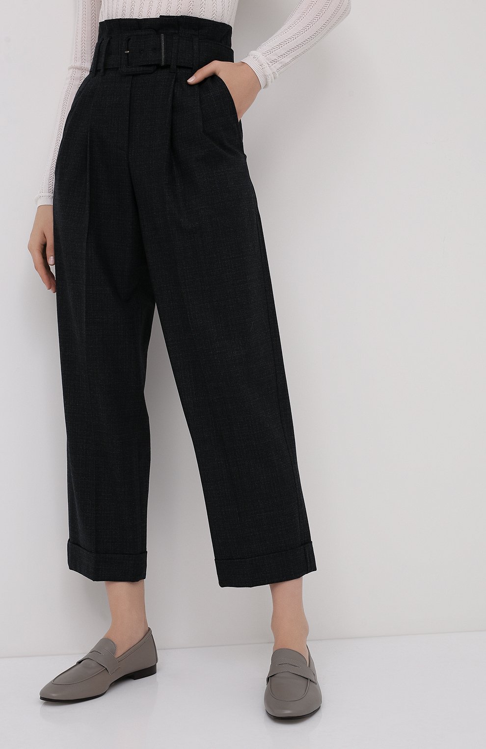 Шерстяные брюки BRUNELLO CUCINELLI темно-серого цвета по цене 153500 руб., арт. MP160P7382, фото 3 Шерстяные брюки BRUNELLO CUCINELLI, арт. MP160P7382, фото 3