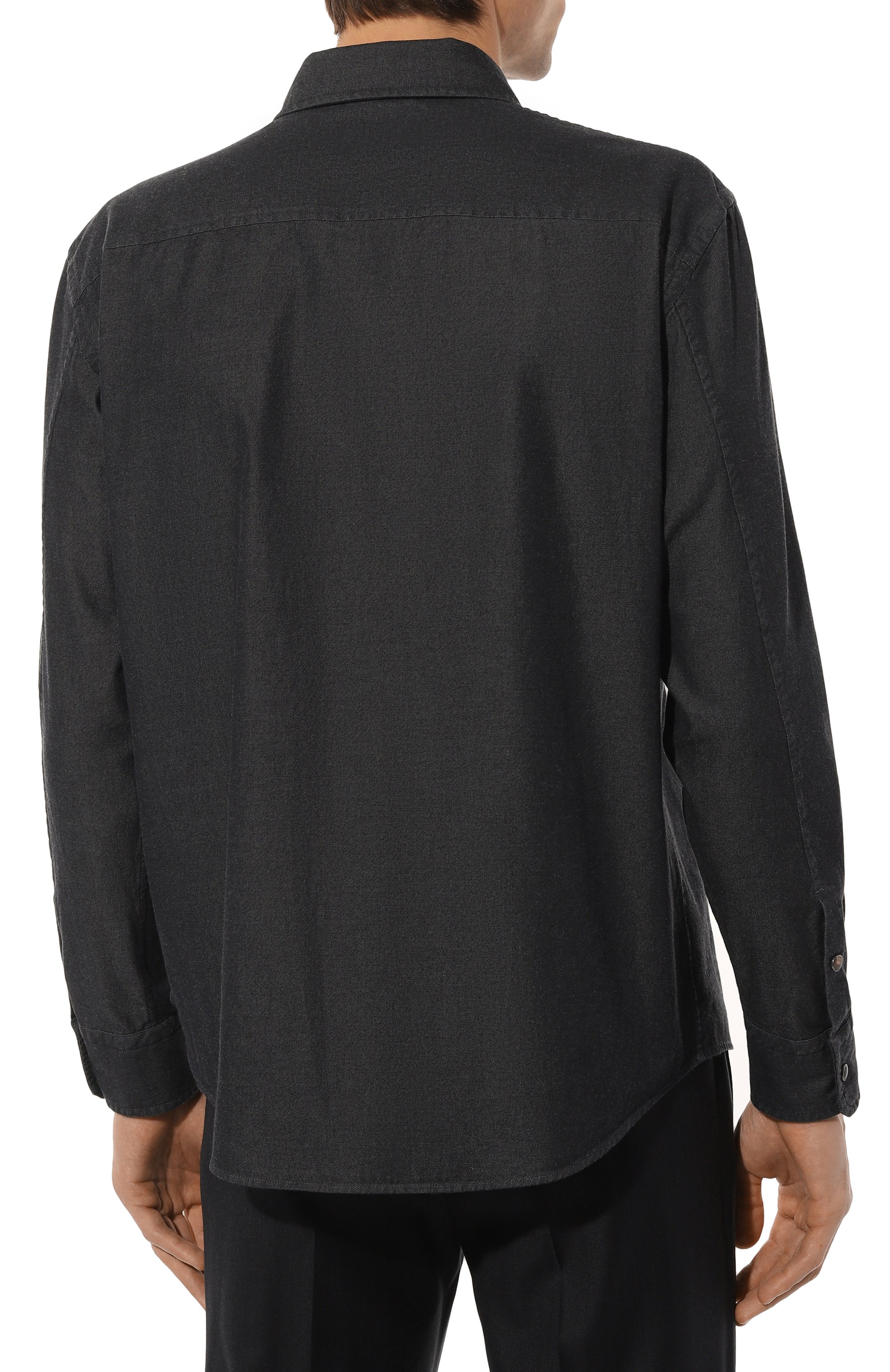 Хлопковая рубашка ZEGNA темно-серого цвета по цене 116500 руб., арт. STT3/UEX23A8, фото 4 Хлопковая рубашка ZEGNA, арт. STT3/UEX23A8, фото 4