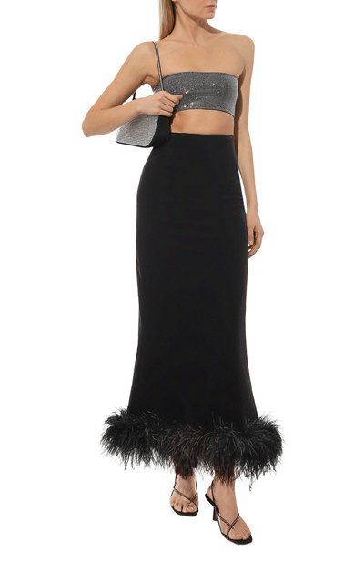 Бархатная юбка с отделкой перьями ALINE, арт. AL141202, фото 2