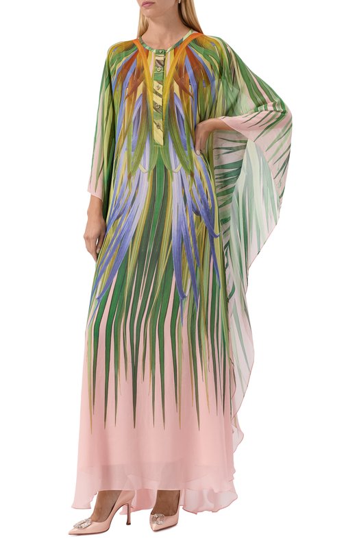 Платье из вискозы и шелка Elie Saab D0748PP25/VI005 Разноцветный  D0748PP25/VI005 Фото 3