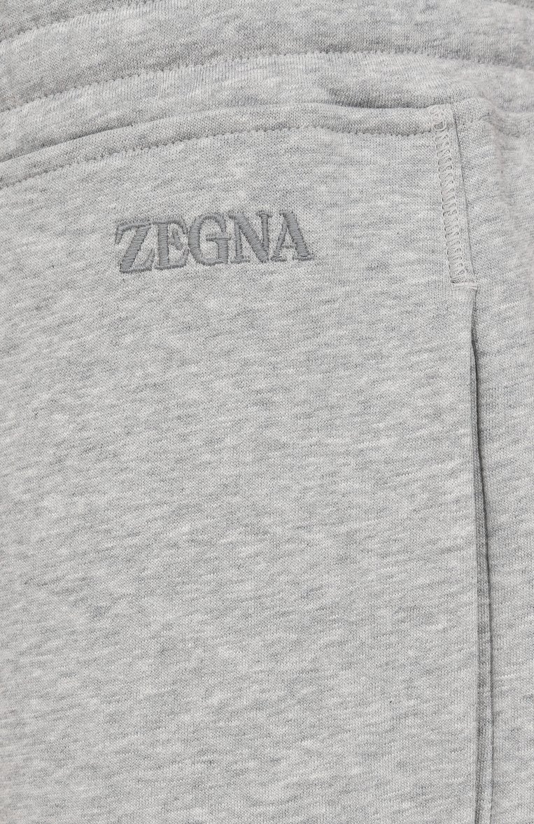 Мужские хлопковые шорты ZEGNA серого цвета, арт. N6N10/194 | Фото 6 (Автоматизация состава: Проставлено; Длина Шорты М: До колена; Материал внешний: Хлопок; Автоматизация ТО: Проставлено; Случай: Повседневный; Стили: Спорт-шик; Принт: Без принта; Детали: Без декора)