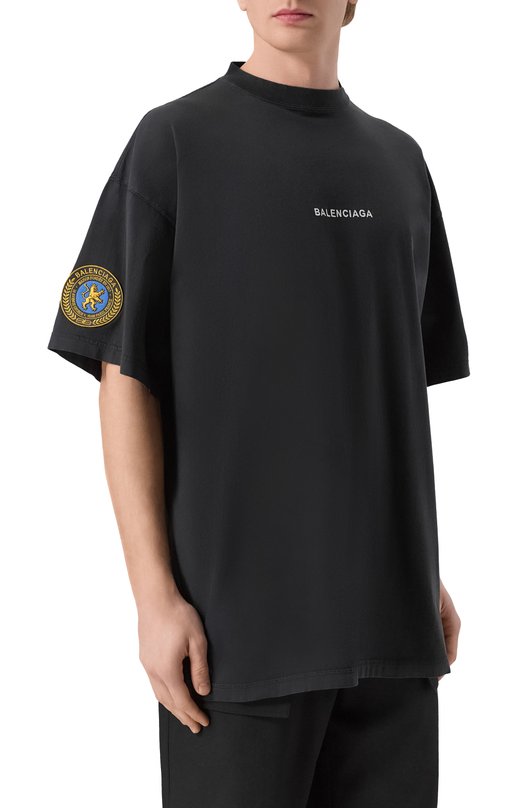 Хлопковая футболка Balenciaga 831305/TSVH4 Чёрный  831305/TSVH4 Фото 3