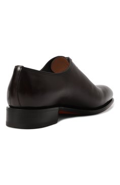 Мужские кожаные оксфорды SANTONI темно-коричневого цвета, арт. MCCG16229MC1HVVDN01 | Фото 5 (Материал внешний: Натуральная кожа; Материал сплава: Проставлено; Материал внутренний: Натуральная кожа; Нос: Не проставлено; Стили: Классический)