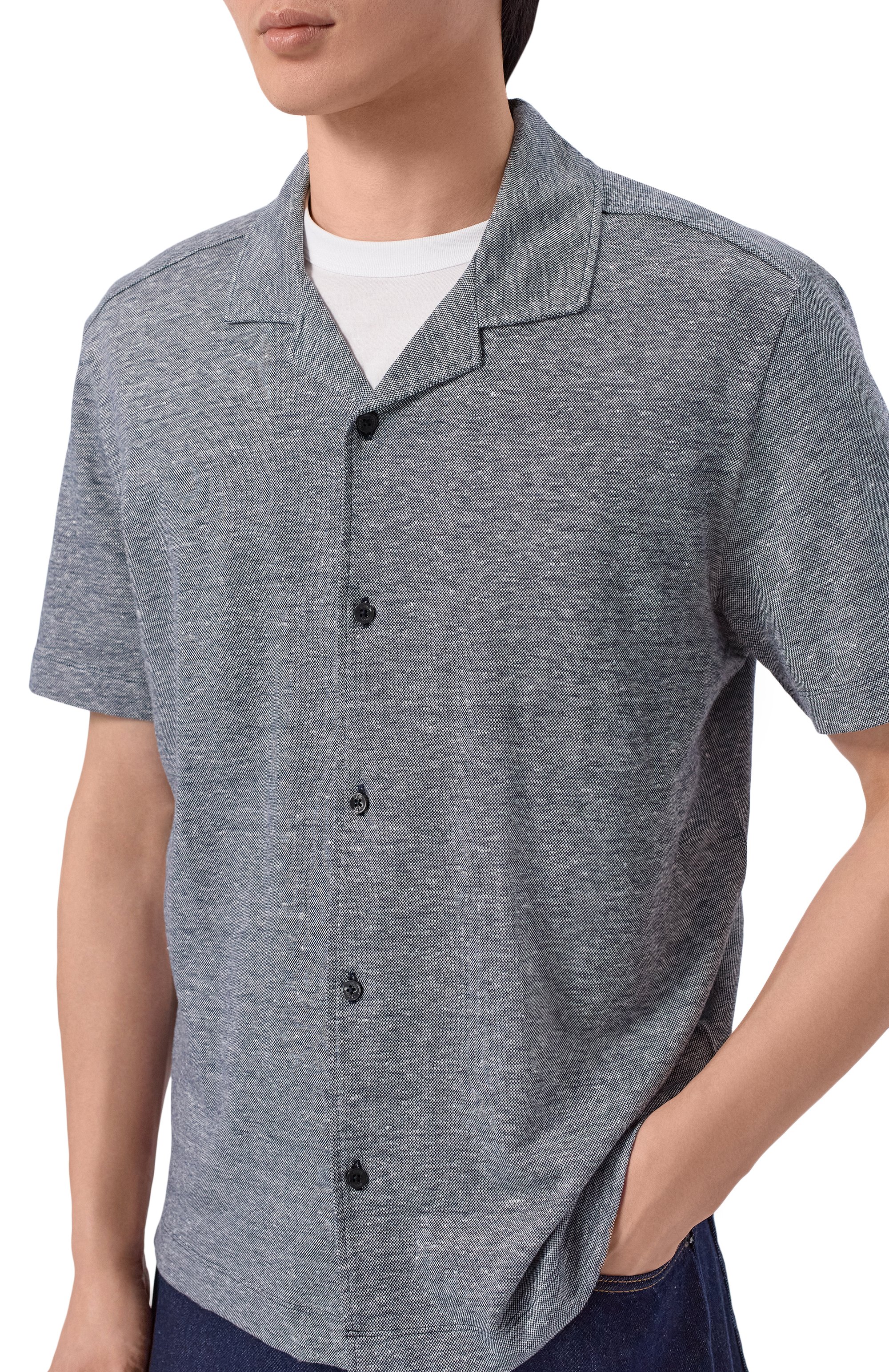 Рубашка изо льна и хлопка BOSS темно-синего цвета по цене 23950 руб., арт. 50559165, фото 5 Рубашка изо льна и хлопка BOSS, арт. 50559165, фото 5