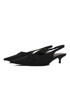 Женские текстильные туфли knife bow 40 BALENCIAGA черного цвета, арт. 782551/W2ES0 | Фото 1 (Подошва: Плоская; Драгоценные камни: Проставлено; Материал сплава: Проставлено; Каблук высота: Низкий; Материал внутренний: Натуральная кожа; Материал внешний: Текстиль; Женское Кросс-КТ: Слингбэки; Каблук тип: Kitten heel)