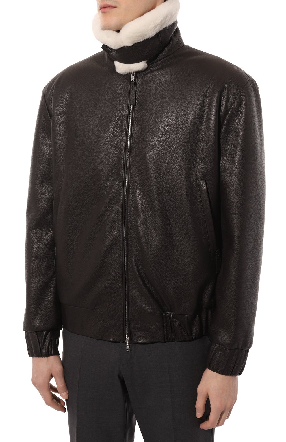 Кожаный бомбер с воротником из нутрии FURLAND, арт. 0238014120003200004, фото 6