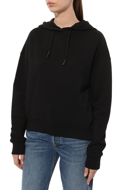 Хлопковое худи PATRIZIA PEPE черного цвета по цене 19400 руб., арт. 8M1500_J096, фото 3 Хлопковое худи PATRIZIA PEPE, арт. 8M1500_J096, фото 3