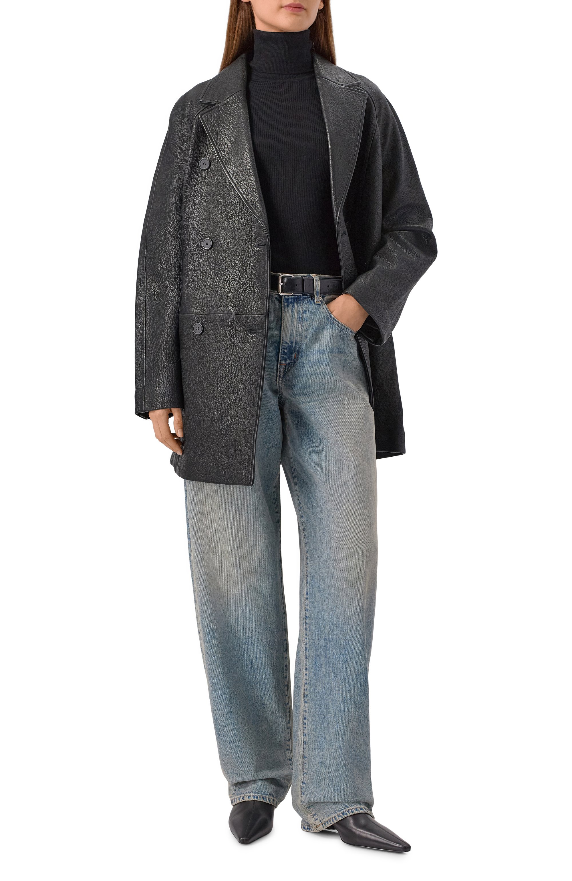 Кожаное полупальто 12 STOREEZ черного цвета по цене 120000 руб., арт. 119111, фото 2 Кожаное полупальто 12 STOREEZ, арт. 119111, фото 2