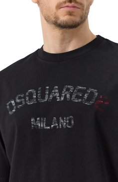 Мужская хлопковая футболка DSQUARED2 черного цвета, арт. S74GD1399/D20020 | Фото 5 (Рукава: 3/4; Драгоценные камни: Проставлено; Длина (для топов): Стандартные; Материал сплава: Проставлено; Принт: С принтом; Стили: Кэжуэл; Материал внешний: Хлопок; Кросс-КТ: Джерси; Мужское Кросс-КТ: Футболка-одежда)