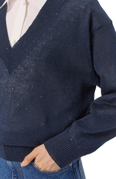 Пуловер изо льна и хлопка BRUNELLO CUCINELLI, арт. MDT746412, фото 5