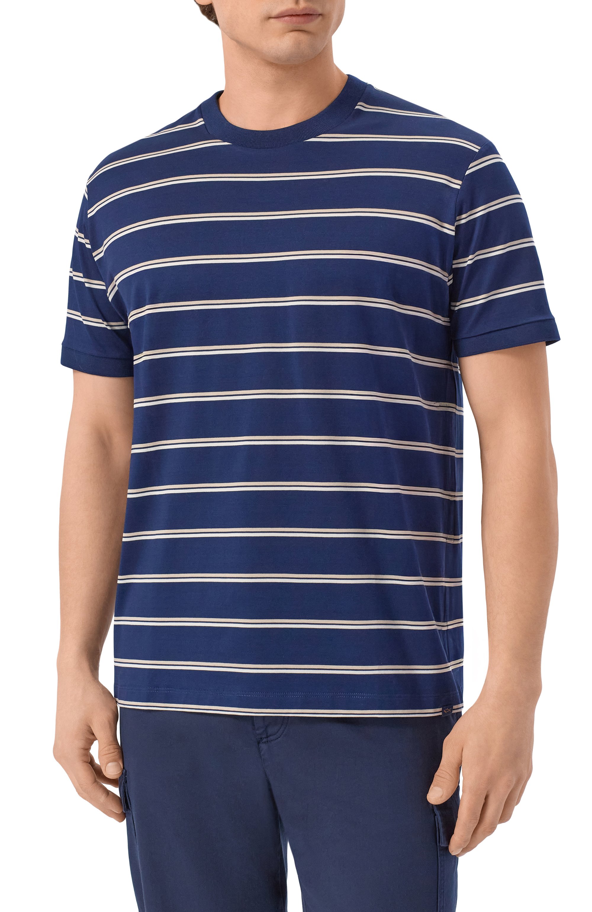 Хлопковая футболка PAUL&SHARK темно-синего цвета по цене 29150 руб., арт. 26411009, фото 3 Хлопковая футболка PAUL&SHARK, арт. 26411009, фото 3