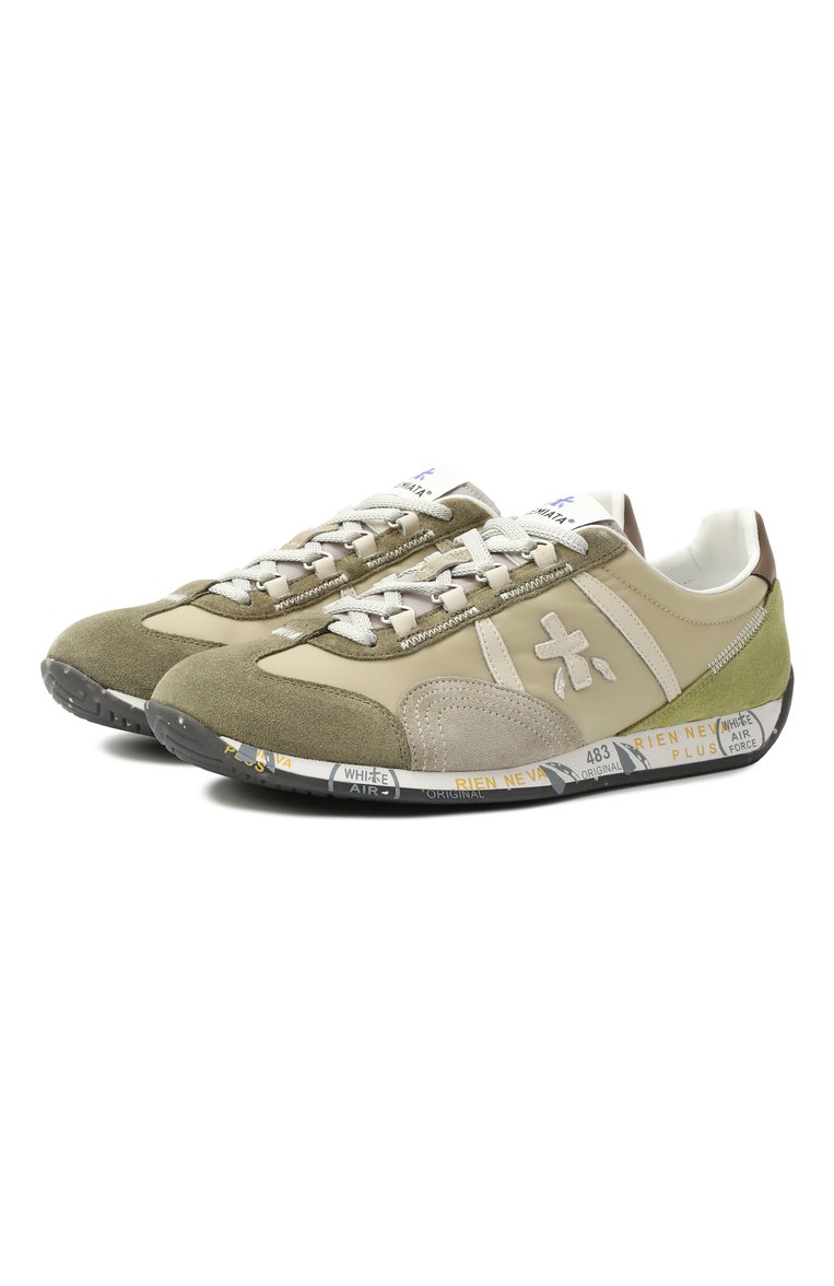 Мужские комбинированные кроссовки jacky x PREMIATA хаки цвет�а, арт. JACKY X/VAR 7499 | Фото 1 (Материал внутренний: Натуральная кожа; Материал внешний: Текстиль, Натуральная кожа; Стили: Классический; Материал утеплителя: Без утеплителя; Кросс-КТ: Низкие; Подошва: Плоская)