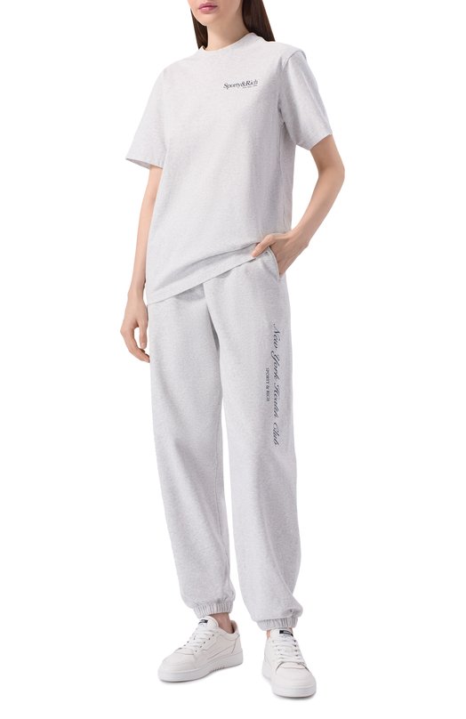 Хлопковые брюки Sporty and Rich PA03666043GY03 Серый  PA03666043GY03 Фото 2