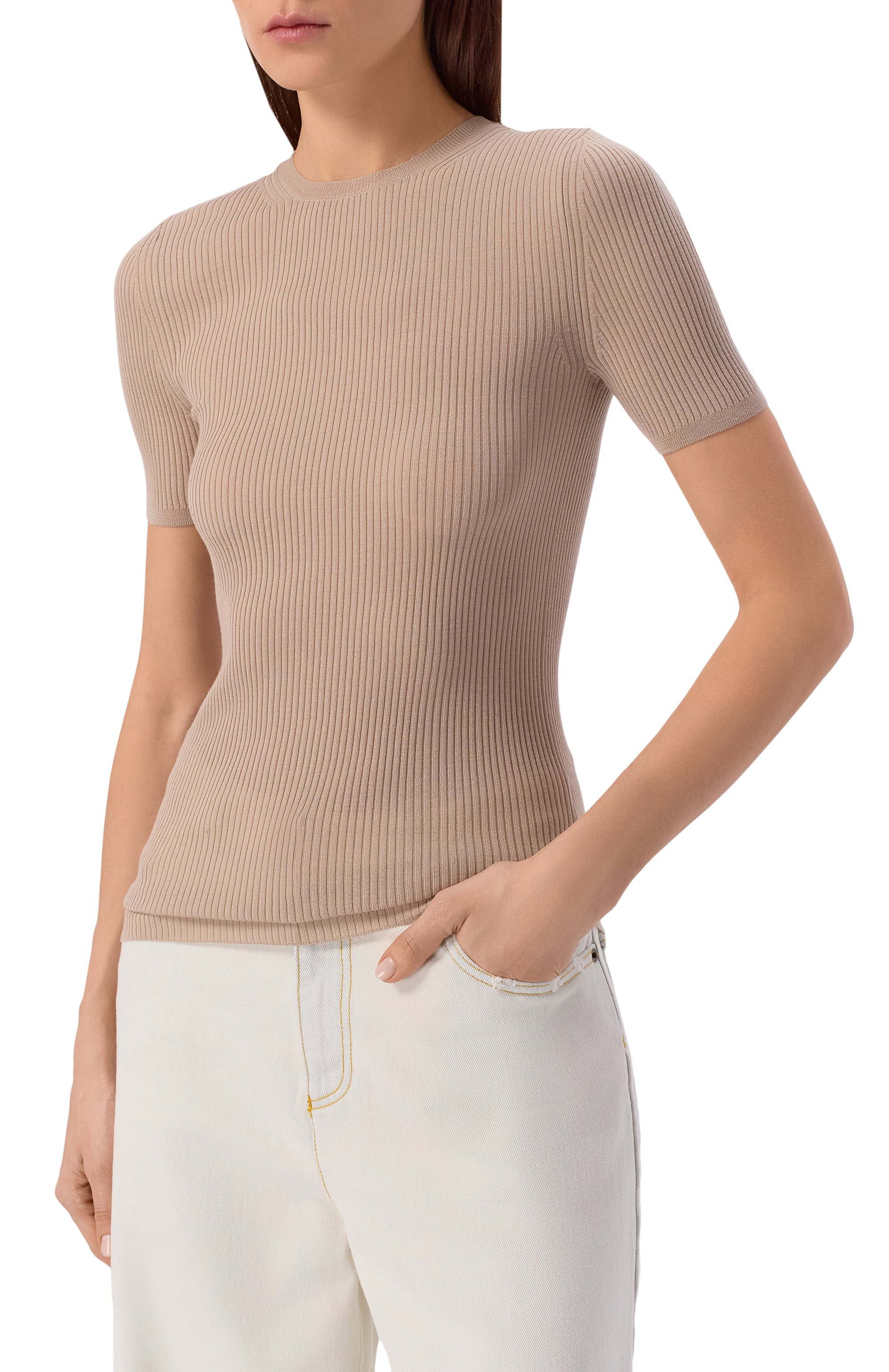 Шерстяной топ PETAR PETROV бежевого цвета по цене 39950 руб., арт. S26K31, фото 3 Шерстяной топ PETAR PETROV, арт. S26K31, фото 3