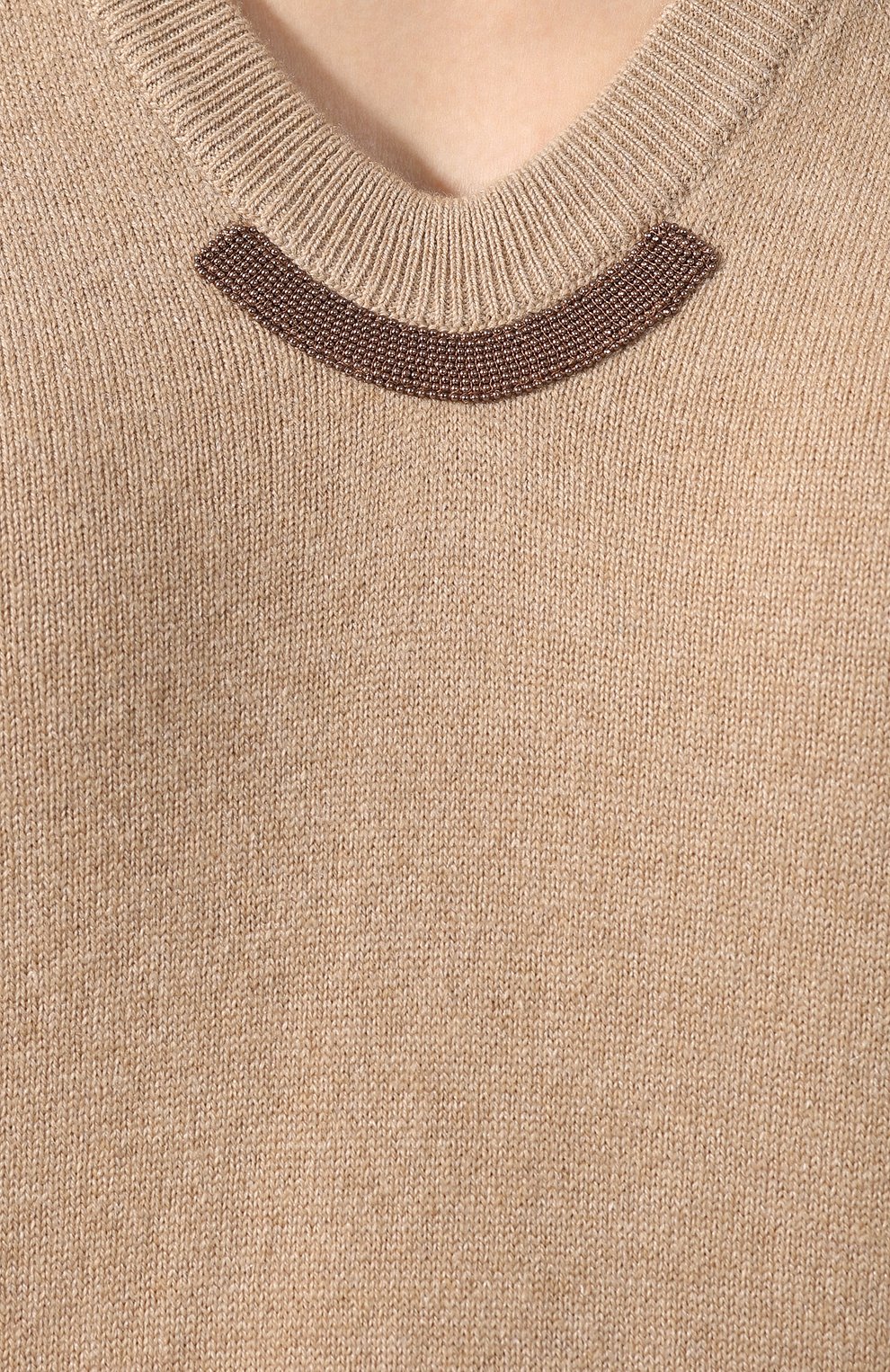 Пуловер из смеси шерсти и кашемира BRUNELLO CUCINELLI бежевого цвета по цене 140500 руб., арт. M16166702, фото 5 Пуловер из смеси шерсти и кашемира BRUNELLO CUCINELLI, арт. M16166702, фото 5