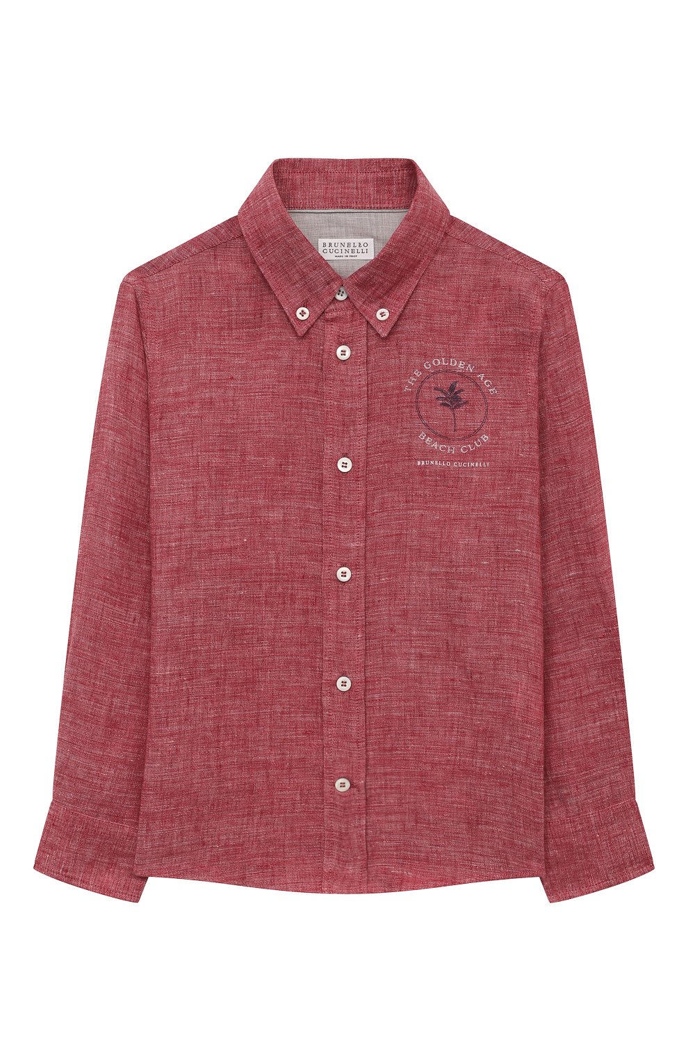 Льняная рубашка BRUNELLO CUCINELLI темно-розового цвета по цене 35150 руб., арт. BM633C305B, фото 1 Льняная рубашка BRUNELLO CUCINELLI, арт. BM633C305B, фото 1