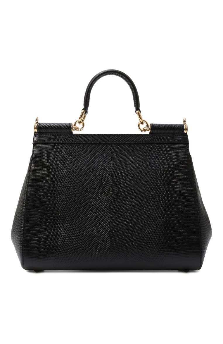 Женская сумка sicily medium DOLCE & GABBANA черного цвета, арт. BB6002/AI742 | Фото 6 (Ремень/цепочка: На ремешке; Материал: Натуральная кожа; Статус проверки: Проверено, Проверена категория; Сумки-технические: Сумки через плечо, Сумки top-handle; Размер: medium)