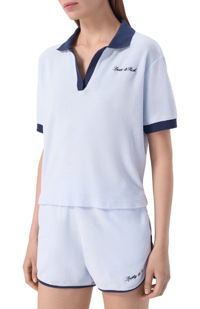 Хлопковое поло SPORTY AND RICH голубого цвета по цене 23600 руб., арт. T004275326BL143, фото 3 Хлопковое поло SPORTY AND RICH, арт. T004275326BL143, фото 3
