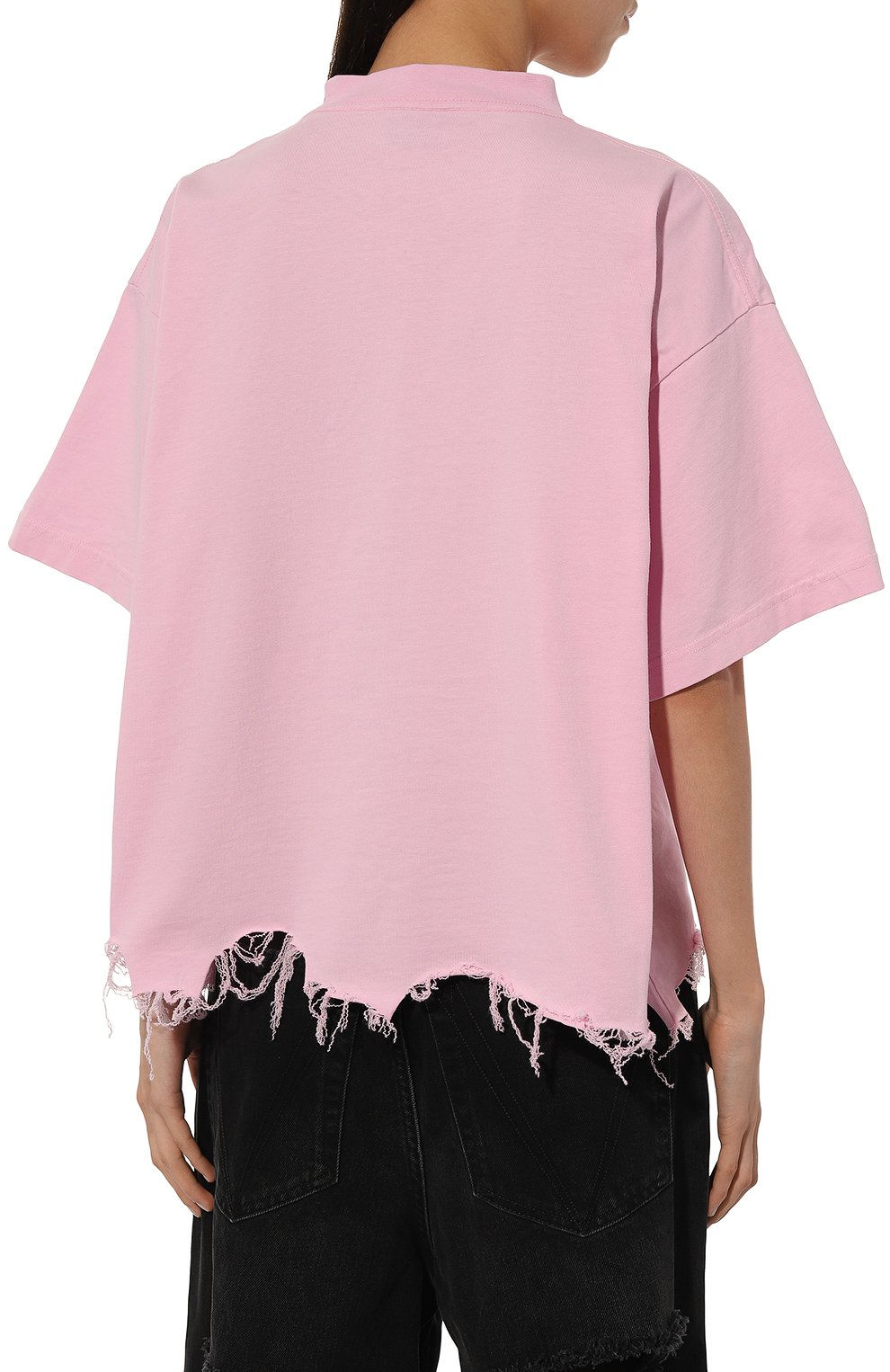 Хлопковая футболка BALENCIAGA розового цвета по цене 79150 руб., арт. 783399/TQVS8, фото 4 Хлопковая футболка BALENCIAGA, арт. 783399/TQVS8, фото 4