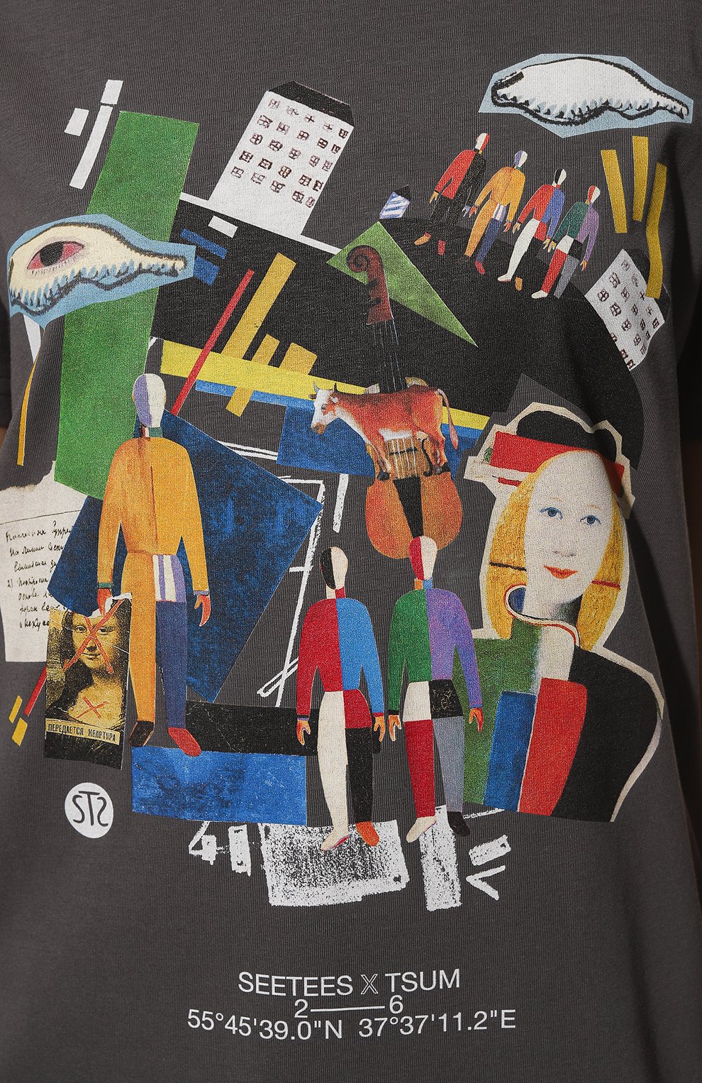 Хлопковая футболка seetees x tsum SEETEES темно-серого цвета по цене 11900 руб., арт. T1MAN-MALEVICH, фото 5 Хлопковая футболка seetees x tsum SEETEES, арт. T1MAN-MALEVICH, фото 5