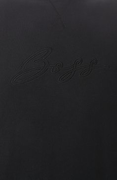 Мужской хлопковый свитшот BOSS черного цвета, арт. 50535846 | Фото 6 (Рукава: Длинные; Драгоценные камни: Проставлено; Материал сплава: Проставлено; Длина (для топов): Стандартные; Стили: Кэжуэл; Принт: Без принта; Материал внешний: Хлопок)