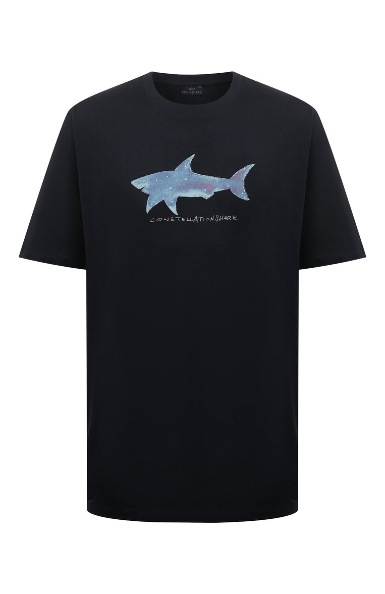 Мужская хлопковая футболка PAUL&SHARK темно-синего цвета, арт. 24411129/3XL-6XL | Фото 1 (Рукава: Короткие; Материал внешний: Хлопок; Длина (для топов): Удлиненные; Принт: С принтом; Стили: Кэжуэл; Кросс-КТ: Джерси; Мужское Кросс-КТ: Футболка-одежда; Автоматизация состава: Проставлено; Автоматизация ТО: Проставлено)
