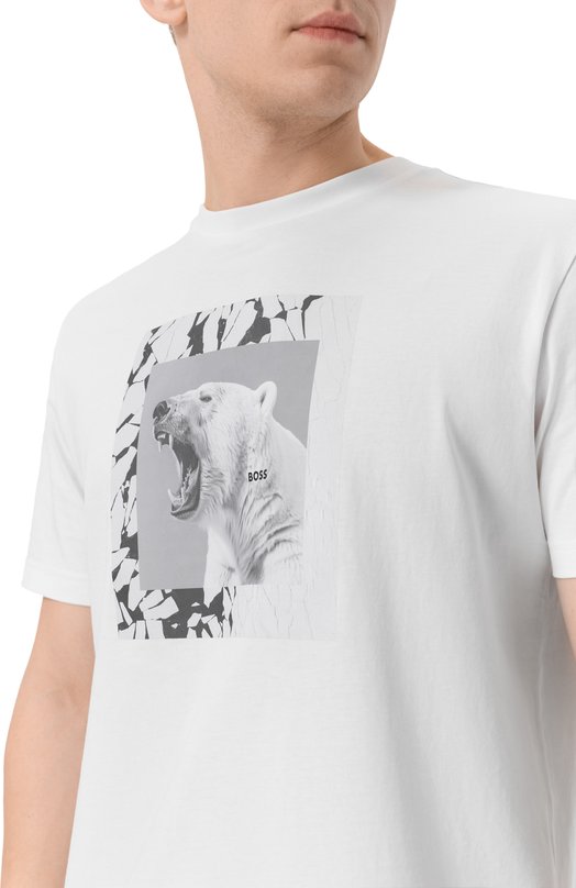 Хлопковая футболка BOSS Orange 50554615 Белый  50554615 Фото 5