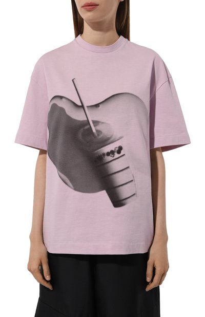 Хлопковая футболка JIL SANDER сиреневого цвета по цене 46700 руб., арт. J03GC0119/J20218, фото 3 Хлопковая футболка JIL SANDER, арт. J03GC0119/J20218, фото 3