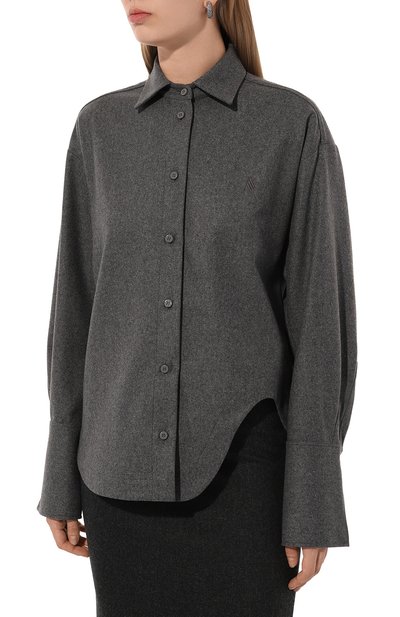 Шерстяная рубашка THE ATTICO серого цвета по цене 69950 руб., арт. 248WCH14, фото 3 Шерстяная рубашка THE ATTICO, арт. 248WCH14, фото 3