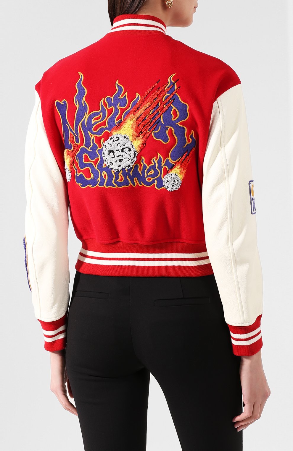 Бомбер из смеси шерсти и кожи OFF-WHITE красного цвета по цене 141000 руб., арт. 0WEA129S20FAB0012518, фото 4 Бомбер из смеси шерсти и кожи OFF-WHITE, арт. 0WEA129S20FAB0012518, фото 4