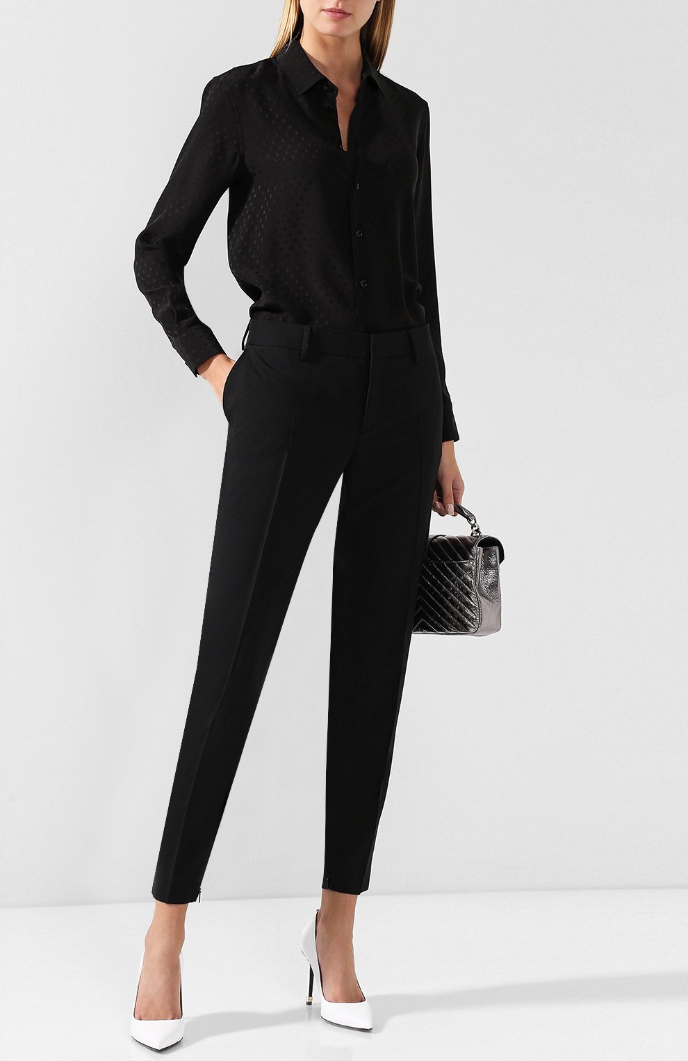 Укороченные шерстяные брюки со стрелками SAINT LAURENT, арт. 531499/Y404W, фото 2