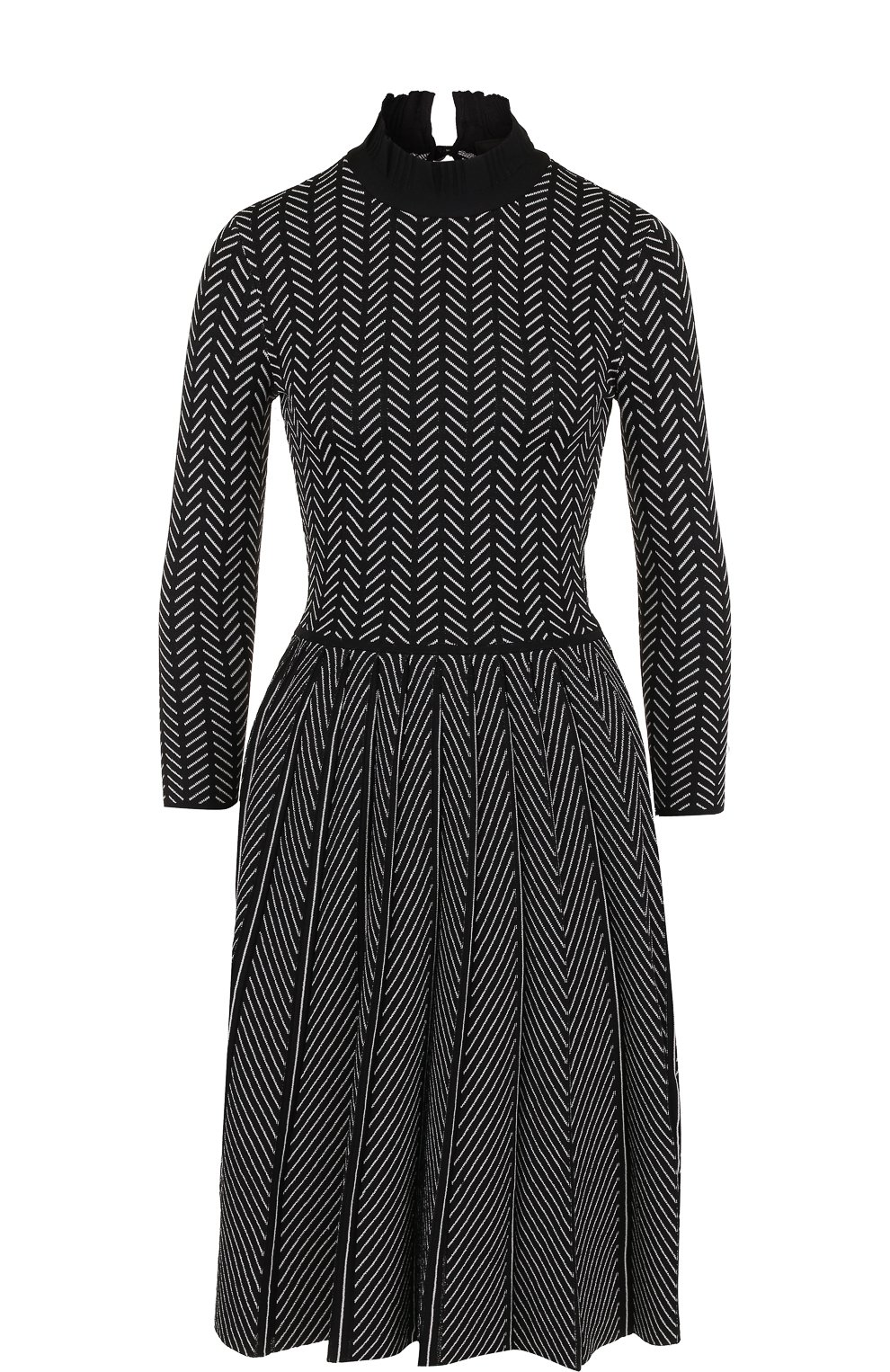 Приталенное платье из вискозы с воротником-стойкой EMPORIO ARMANI черного цвета по цене 59350 руб., арт. 6Z2AV3/2M04Z, фото 1 Приталенное платье из вискозы с воротником-стойкой EMPORIO ARMANI, арт. 6Z2AV3/2M04Z, фото 1