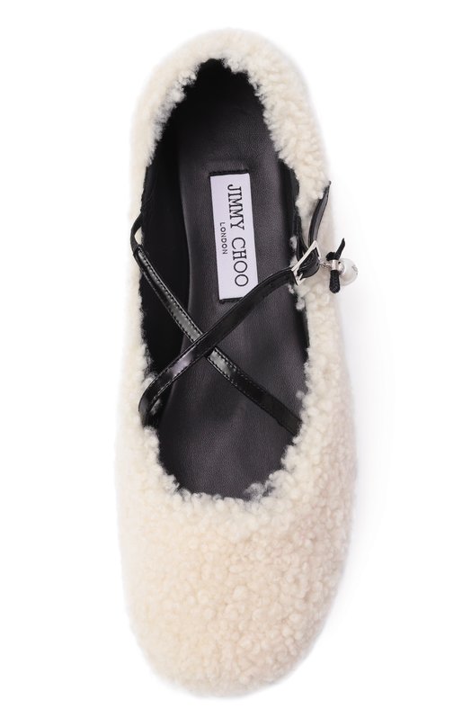 Меховые балетки Eleri из овчины Jimmy Choo ELERI BALLERINA/S/QKA Кремовый  ELERI BALLERINA/S/QKA Фото 6