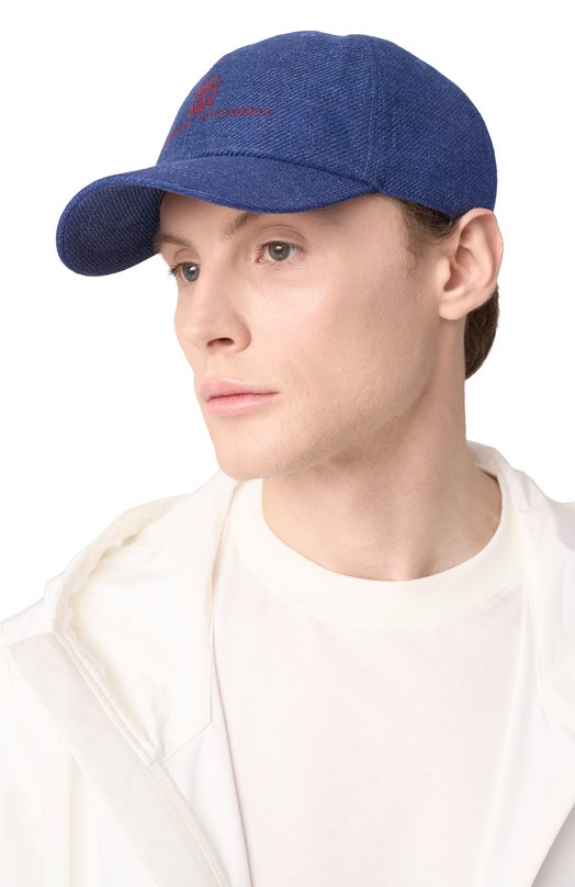 Бейсболка изо льна и шерсти Brunello Cucinelli MW4829850 Синий  MW4829850 Фото 2