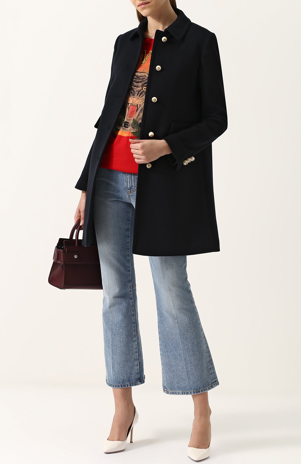 Шерстяное пальто с отложным воротником и жемчужными пуговицами GUCCI, арт. 410535/ZHW03, фото 2