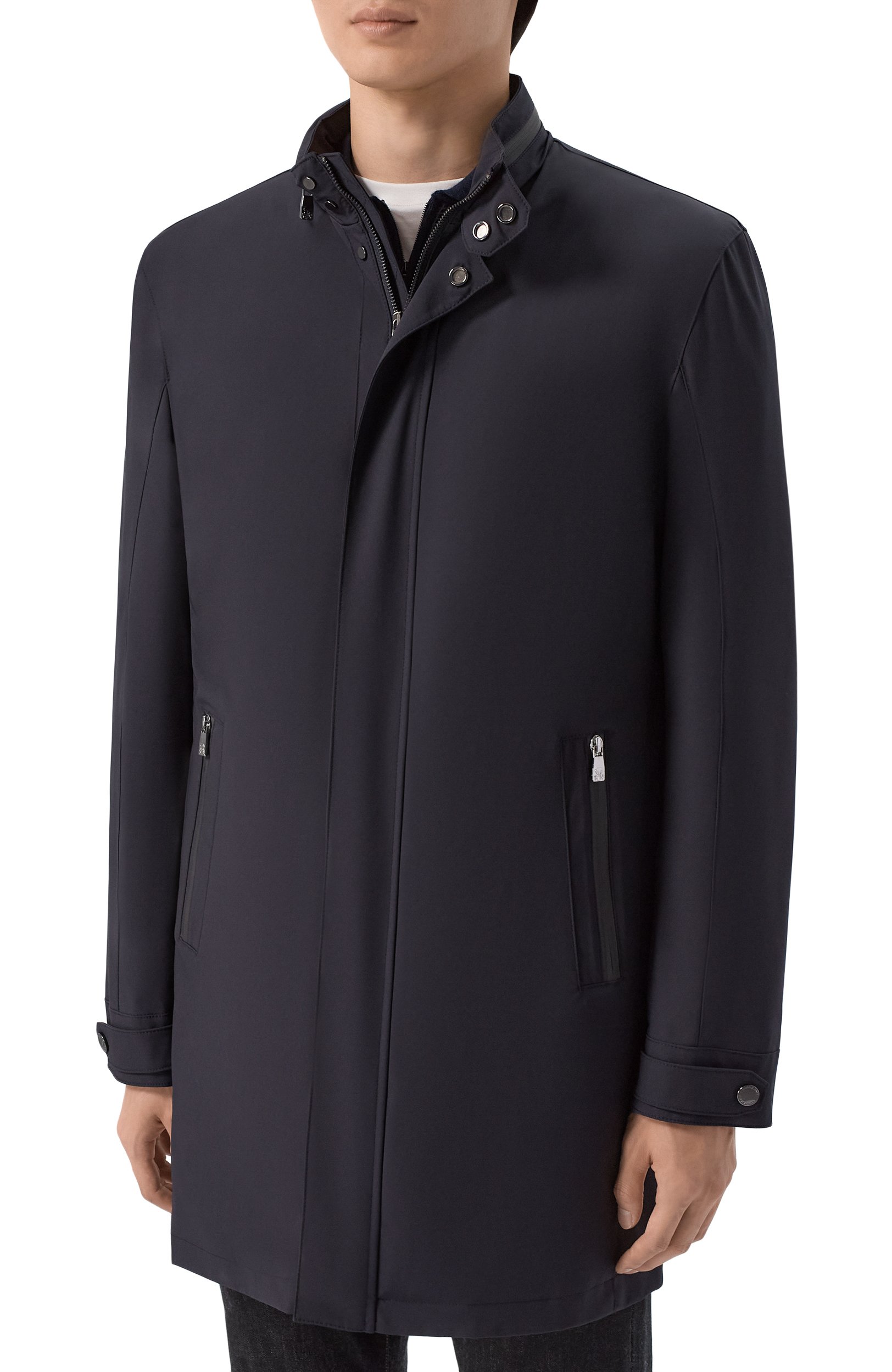 Утепленный плащ CORNELIANI темно-синего цвета по цене 164000 руб., арт. 2825M3/2A20152, фото 3 Утепленный плащ CORNELIANI, арт. 2825M3/2A20152, фото 3