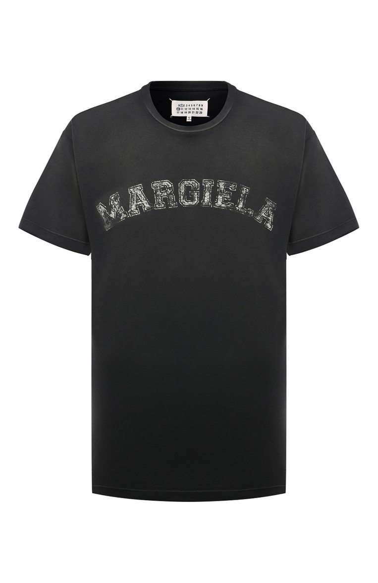 Мужская хлопковая футболка MAISON MARGIELA темно-серого цвета, арт. S51GC0523/S20079 | Фото 1 (Длина (для топов): Стандартные; Материал внешний: Хлопок; Рукава: Короткие; Принт: С принтом; Стили: Спорт-шик; Мужское Кросс-КТ: Футболка-одежда; Кросс-КТ: Джерси)