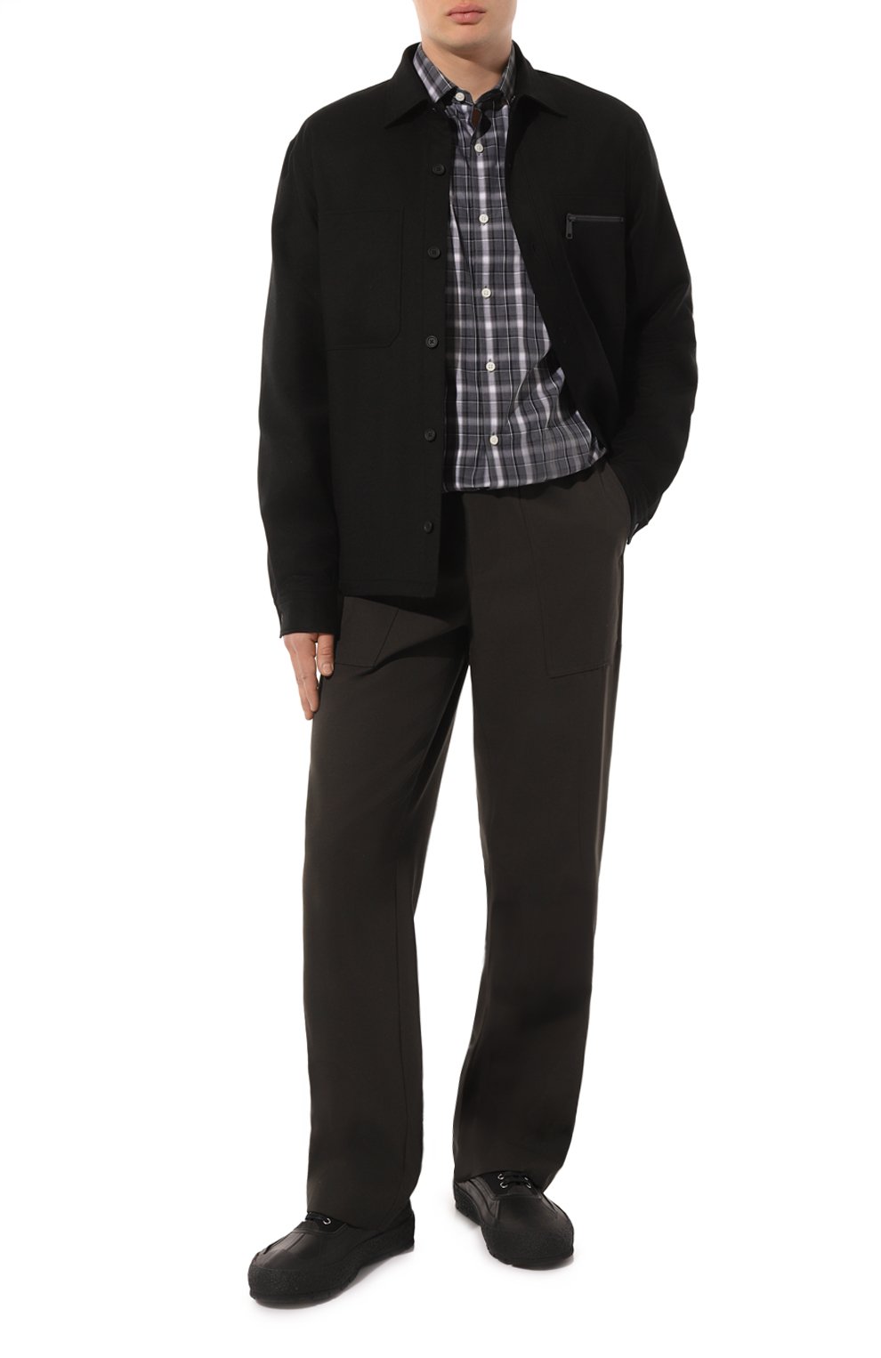 Хлопковая рубашка ZEGNA темно-серого цвета по цене 49150 руб., арт. UCX03A6/SRF5, фото 2 Хлопковая рубашка ZEGNA, арт. UCX03A6/SRF5, фото 2