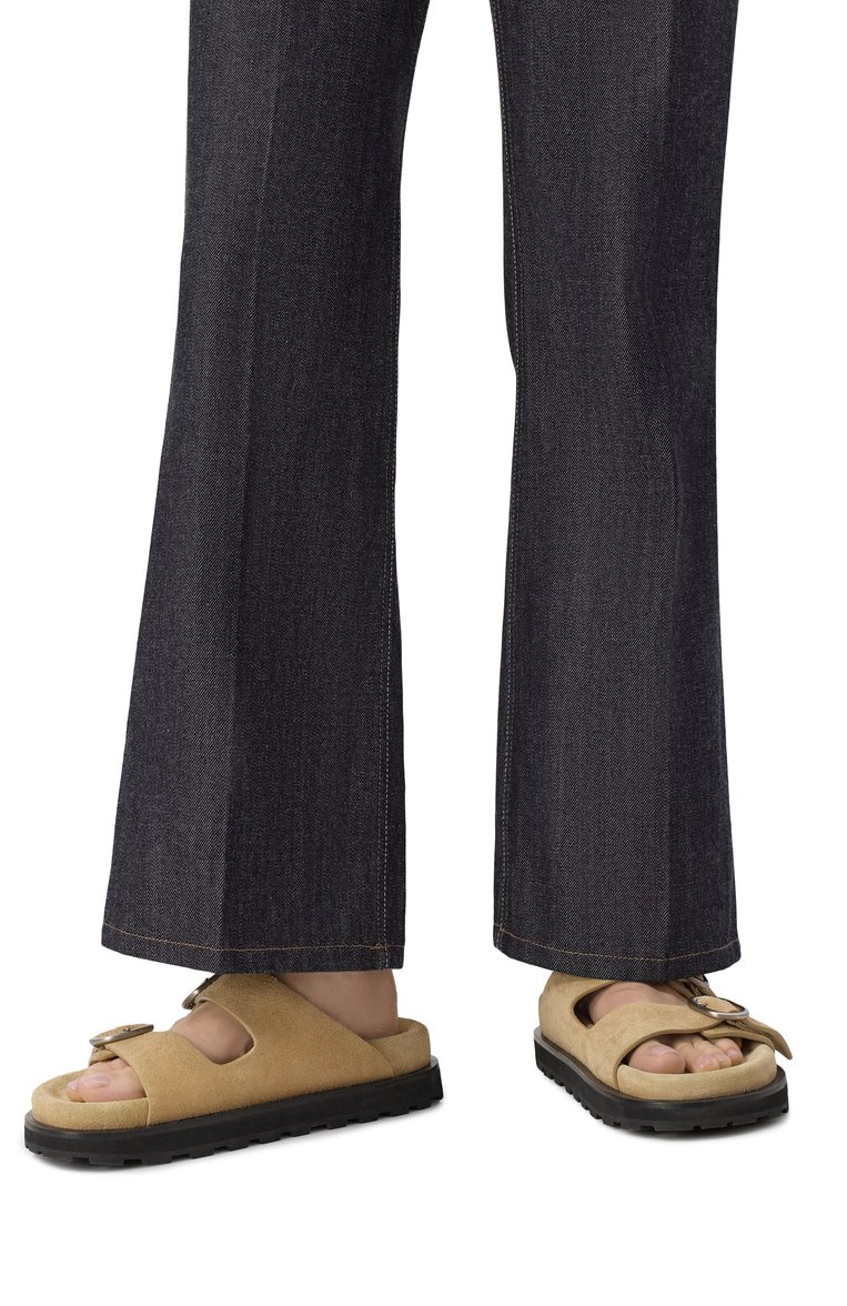 Женские замшевые шлепанцы JIL SANDER бежевого цвета, арт. J44WP0026-P8213 | Фото 3 (Автоматизация ТО: Проставлено; Материал внутренний: Натуральная кожа; Подошва: Платформа; Материал внешний: Натуральная кожа, Замша; Автоматизация состава: Проставлено)