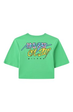 Детская хлопковая футболка MSGM KIDS зеленого цвета, арт. S5MSJGTH080 | Фото 2 (Материал сплава: Проставлено; Драгоценные камни: Проставлено; Рукава: Короткие; Девочки Кросс-КТ: футболка-одежда, Футболка-спорт; Материал внешний: Хлопок; Ростовка одежда: 6 лет | 116 см, 10 - 11 лет | 140 - 146см, 8 лет | 128 см, 12 лет | 152 см, 16 лет | 164 см)