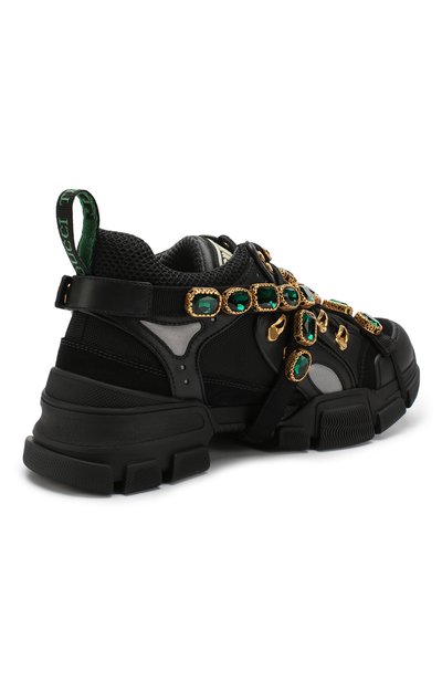 Комбинированные кроссовки flashtrek с отделкой кристаллами GUCCI, арт. 537153/GGZ50, фото 4