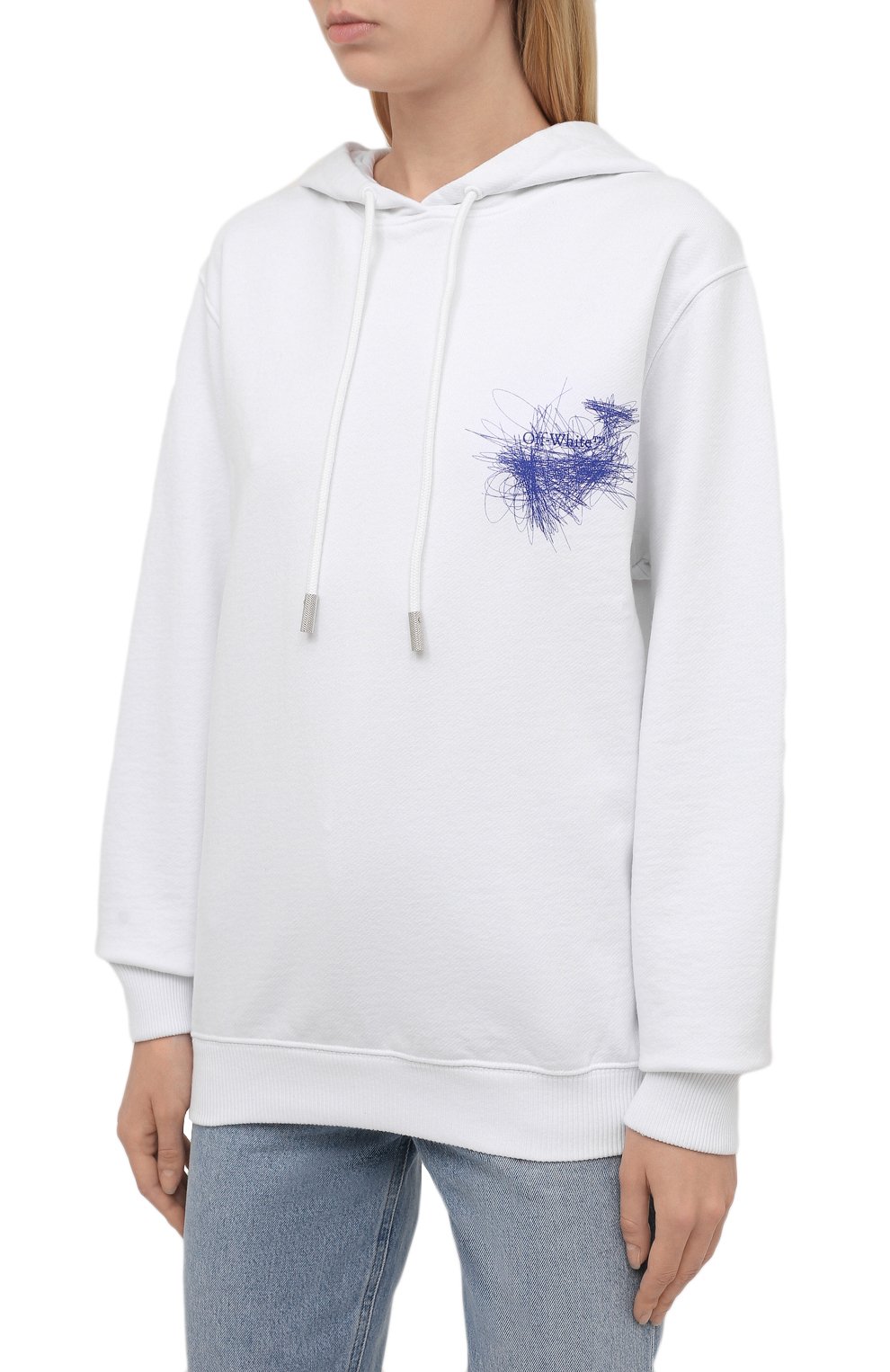 Хлопковое худи OFF-WHITE белого цвета по цене 58600 руб., арт. 0WBB035F21JER008, фото 3 Хлопковое худи OFF-WHITE, арт. 0WBB035F21JER008, фото 3