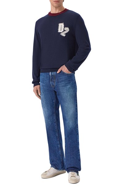 Шерстяной джемпер DSQUARED2 темно-синего цвета по цене 59350 руб., арт. S74HA1641/D13235, фото 2 Шерстяной джемпер DSQUARED2, арт. S74HA1641/D13235, фото 2