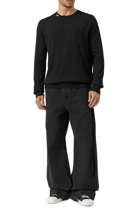 Джемпер из хлопка и кашемира Ann Demeulemeester B0012481/KN055 Чёрный  B0012481/KN055 Фото 3