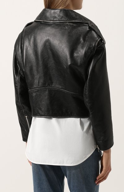 Кожаная куртка свободного кроя с косой молнией BALENCIAGA, арт. 502557/TXH07, фото 4