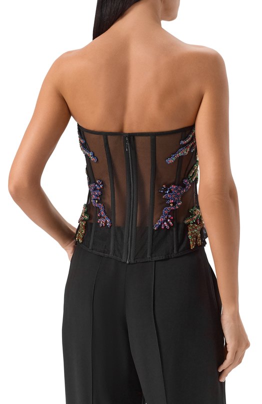 Топ с отделкой стразами и пайетками Zuhair Murad PTP25015/EM0R005 Чёрный  PTP25015/EM0R005 Фото 4