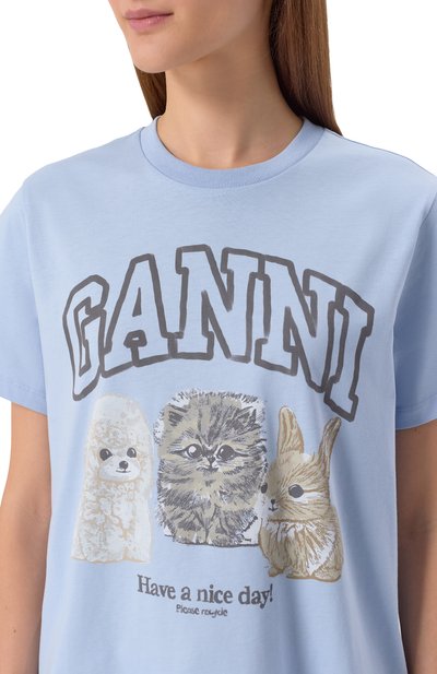 Хлопковая футболка GANNI, арт. T4278, фото 5