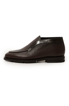 Мужские кожаные ботинки SANTONI темно-коричневого цвета, арт. MCNG18392PI2AFUEN01 | Фото 4 (Материал утеплителя: Натуральный мех; Мужское Кросс-КТ: Ботинки-обувь, зимние ботинки; Материал сплава: Проставлено; Подошва: Плоская; Драгоценные камни: Проставлено)